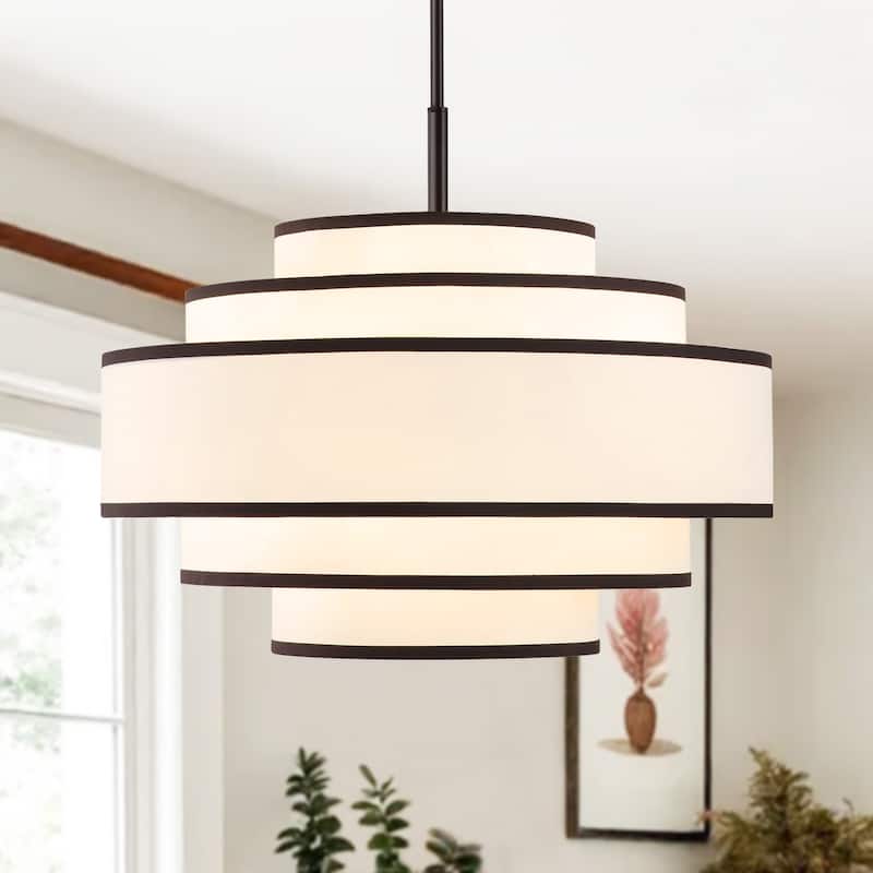 24" 5-Light Dimmable Tiered Drum Chandelier - Bronze