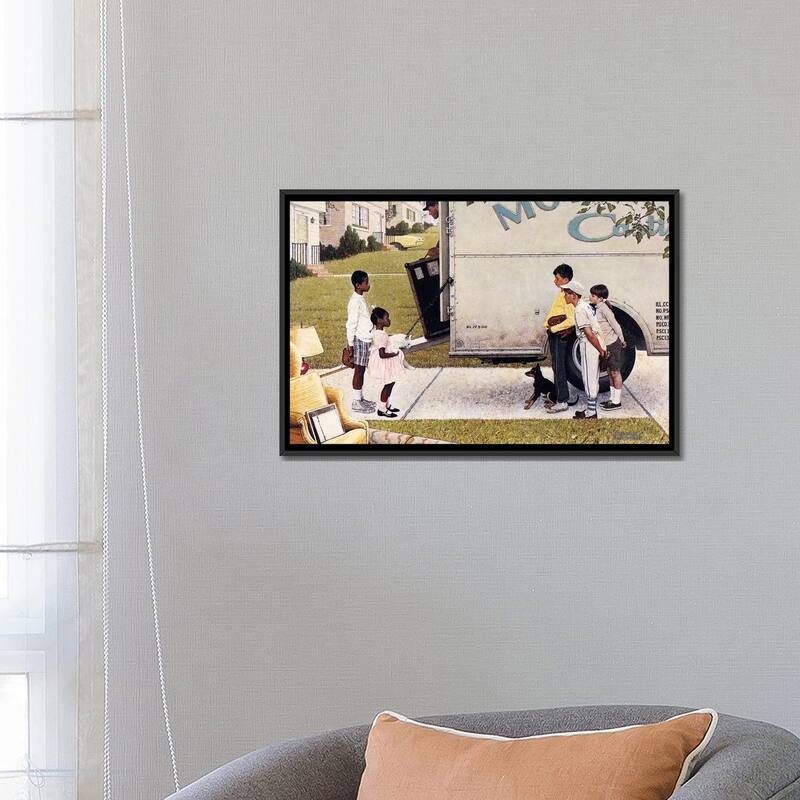 iCanvas "Moving In (New Kids In The Neighborhood)" by Norman Rockwell Framed Canvas Print