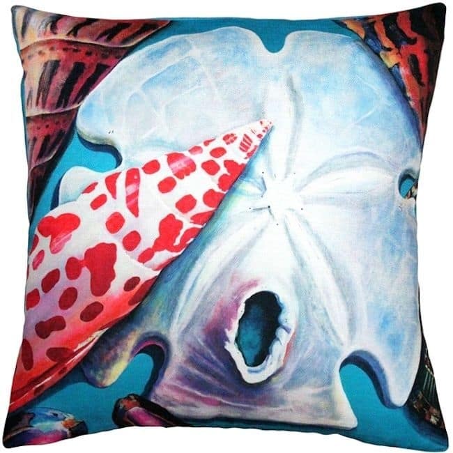 Newport Beach Arrowhead and Miter Shell Mix Throw Pillow