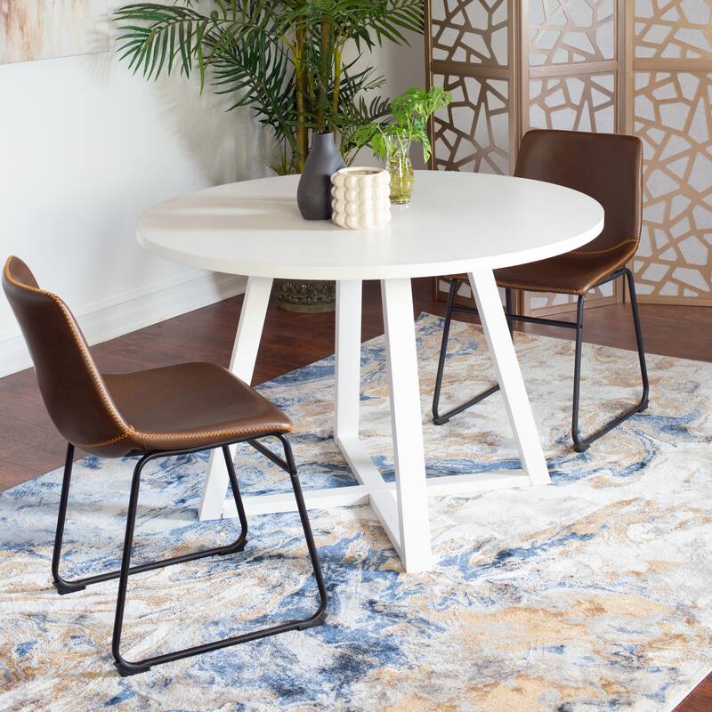 Compact Dining Table and Chair Set Conversation Dining Table and Chair Sets with Metal Chairs Legs for Office Living Room - Brown