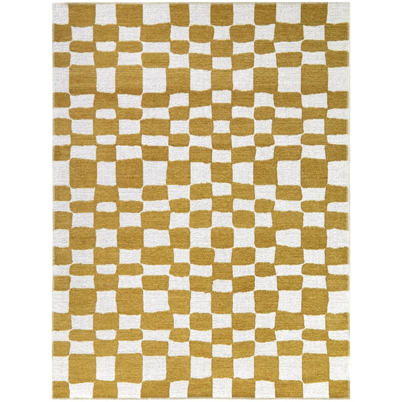 Straker Abstract Checkered Indoor/Outdoor Area Rug - 7'10" x 10' - Yellow