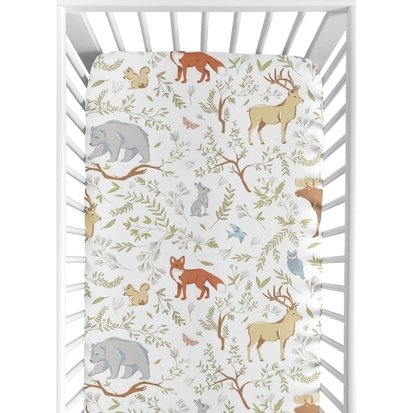 slide 2 of 6, Sweet Jojo Designs Woodland Toile Collection Fitted Crib Sheet