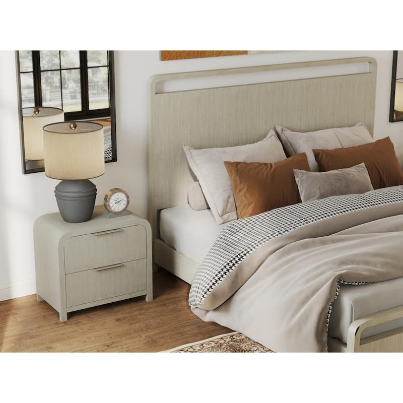 Roundhill Furniture Tavari 4-Piece Bedroom Set with Panel Bed, Dresser, Mirror, and Nightstand in Light Gray
