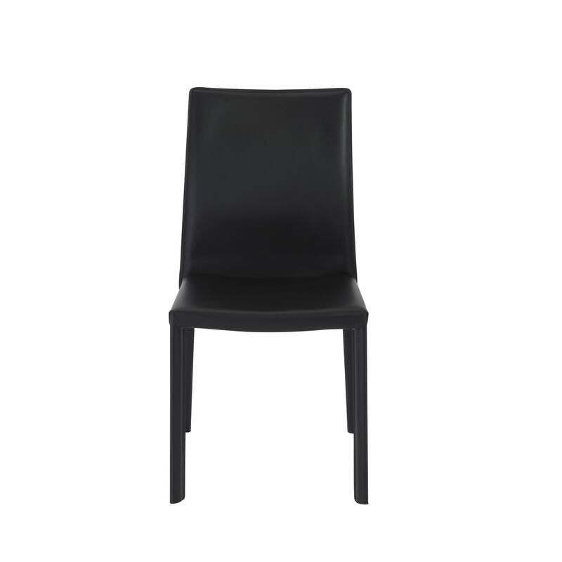HomeRoots Set of Two Black Upholstered Leather Dining Side Chairs - 19.30 in. x 35.04 in. x 20.87 in.