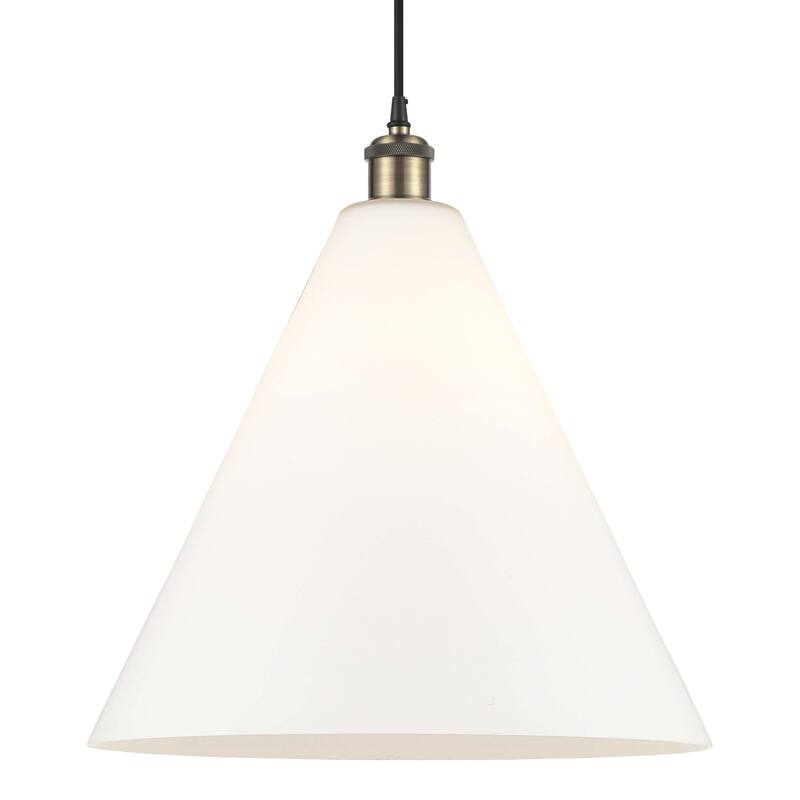 Innovations Lighting 516-1P-19-16 Berkshire Pendant Berkshire 16" Wide - Black Antique Brass / Matte White
