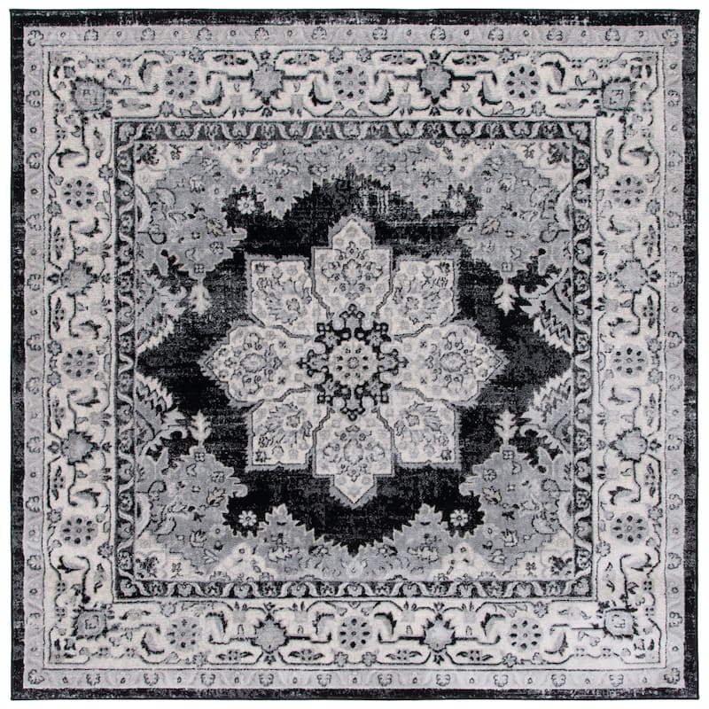 SAFAVIEH Brentwood Zhana Oriental Medallion Rug - 6'7" Square - Ivory/Black