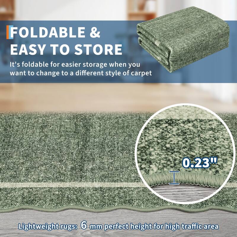 Garvee Scallop Solid Washable Area Rug