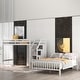 preview thumbnail 3 of 7, White Twin Over Full Pine Wood Loft Bed with Storage Staircase, Guardrails, Adjustable Lower Bed