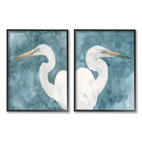 Stupell Industries Nautical Cranes Bird Portraits Abstract Blue Sky Framed Wall Art
