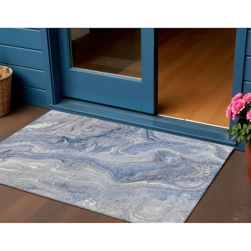 HomeRoots Abstract Modern Rectangle Outdoor Rug - 3' x 5'