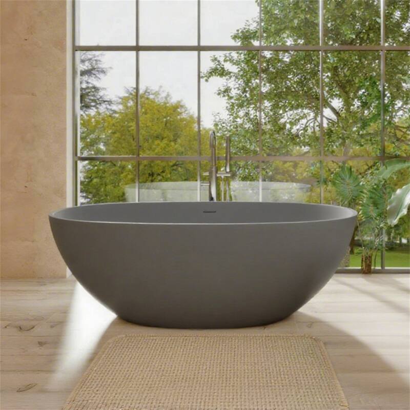 65" Matte Grey Solid Surface Bathtub