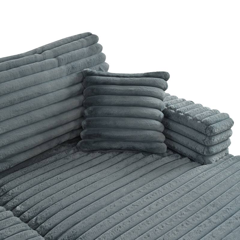Sofa Bed Napping Daybed Fluffy Corduroy Upholstered Cloud Couch with Throw Pillows