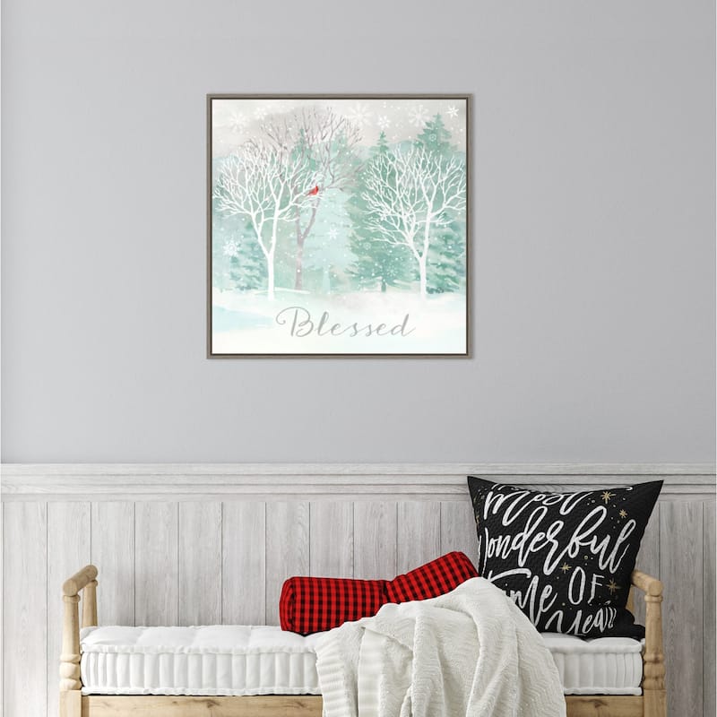 Peace on Earth Silver II by Cynthia Coulter Canvas Art Framed - 22 x 22 in