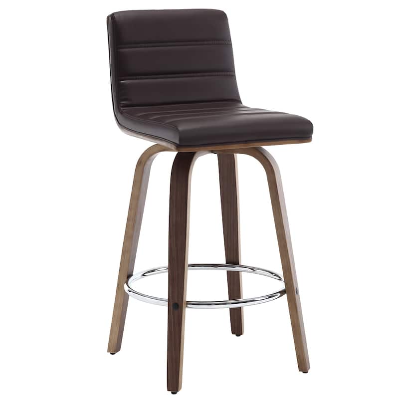 Faux Leather & Wood Swivel Bar Stools/ Counter Stool Set of 2
