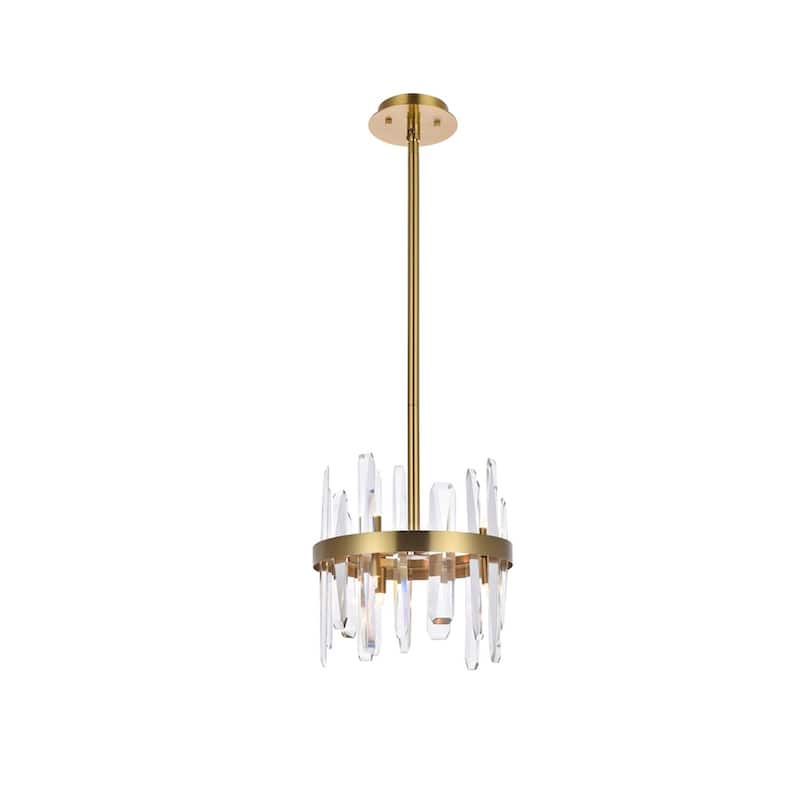 Indigo Home 12 inch crystal round pendant - Gold