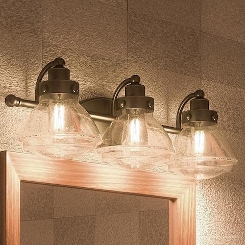 Luxury Transitional Bathroom Vanity Light, 8"H x 25"W, with Rustic Style, Parisian Bronze Finish - 8" H, 25" W, 7.75" Dep