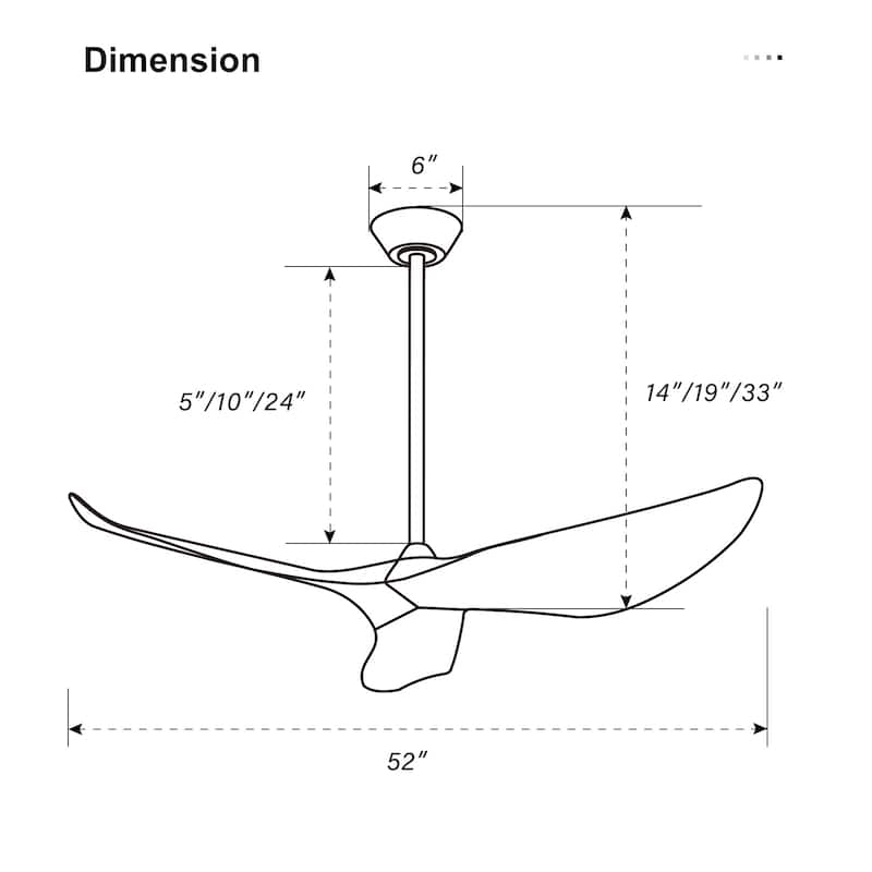 38" Modern Ceiling Fan without Lights, Remote Control and DC Motor - N/A