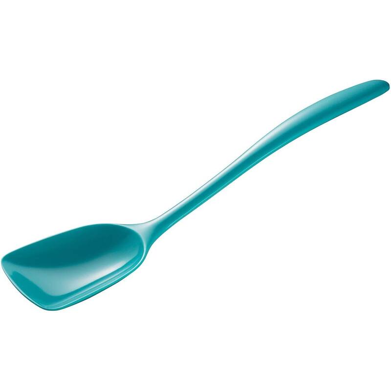 Hutzler 11-Inch Flat-Front Melamine Spoon, BPA-Free Heat Resistant Serving Spoon - Turquoise