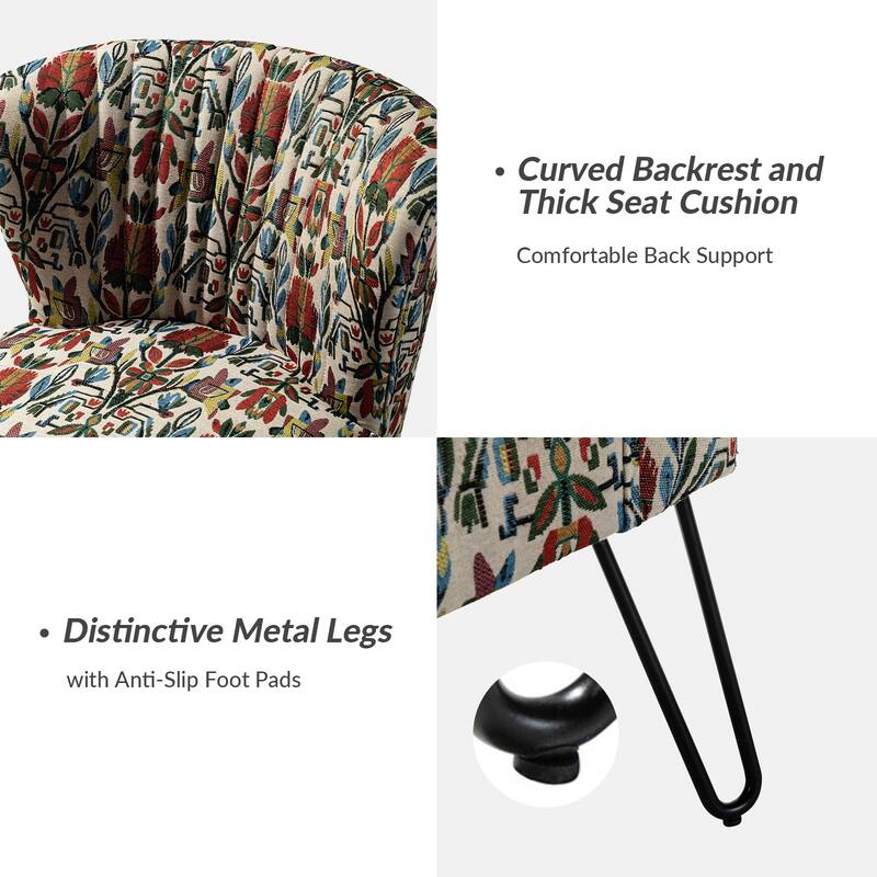 Estebana Contemporary Upholstered Side Chair with Floral Pattern Set of 2 by HULALA HOME