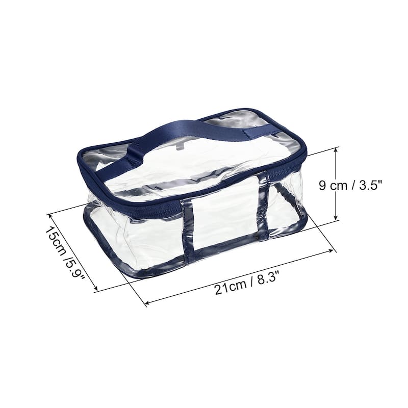 8.3"x5.9"x3.5" Clear PVC Toiletry Makeup Bag with Zipper Handle, Dark Red