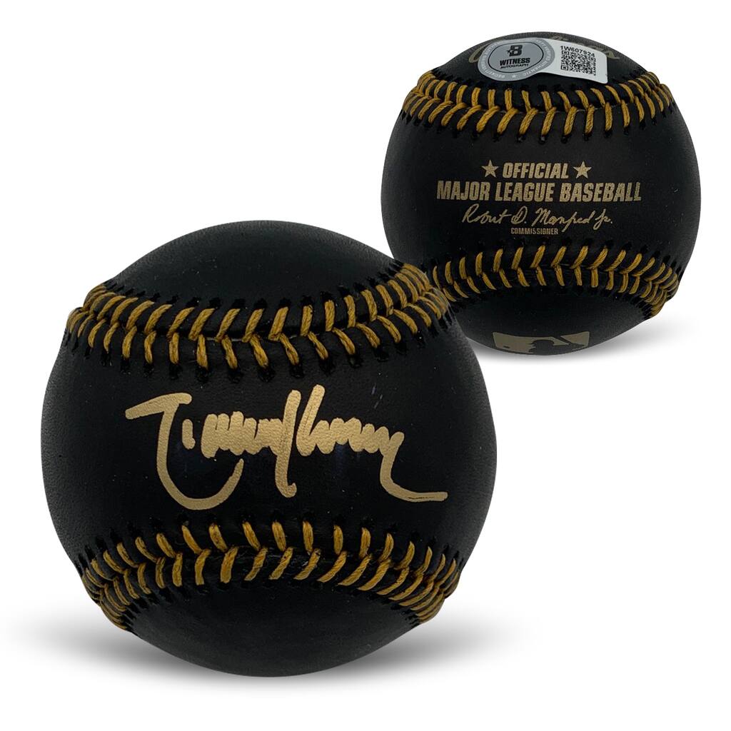 Randy Johnson Autographed MLB Signed Black Baseball Beckett COA With UV Display Case - 16" x 20"