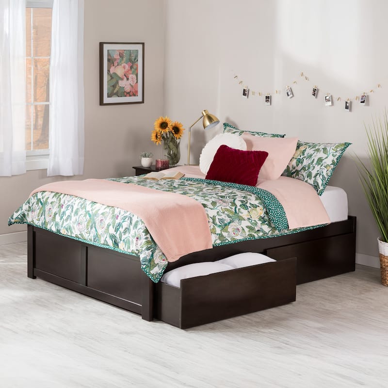 Concord Platform Bed with Footboard and Storage Drawers - Espresso - King