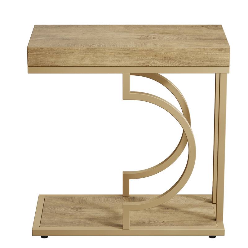 Modern Side Table, C Shaped End Table, Chairside Sofa Bedside Table for Living Room