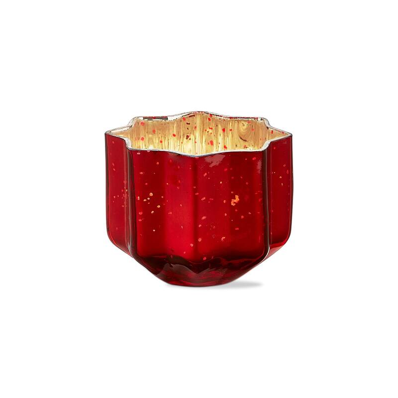 Christmas Starlight Blown Glass Tealight Votive Candle Holder Small Tabletop Mantel Centerpiece Decoration 4 inch