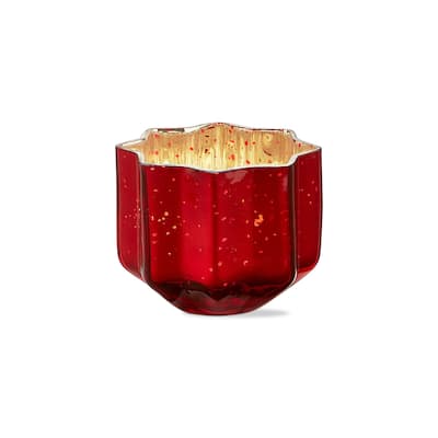 Christmas Starlight Blown Glass Tealight Votive Candle Holder Small Tabletop Mantel Centerpiece Decoration 4 inch