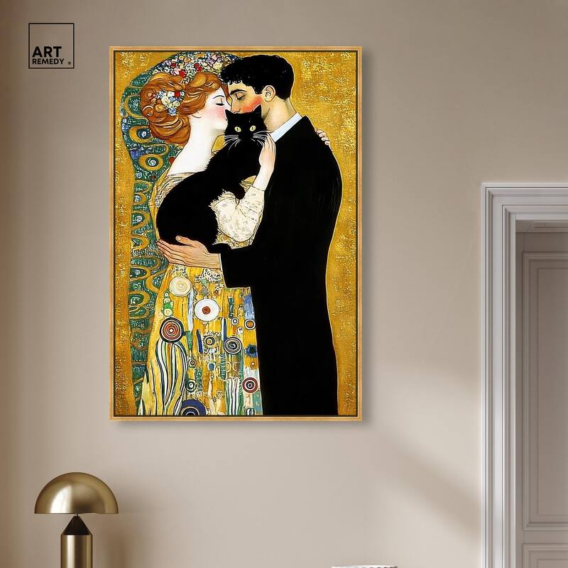 Kiss with Cat Canvas by Art Remedy