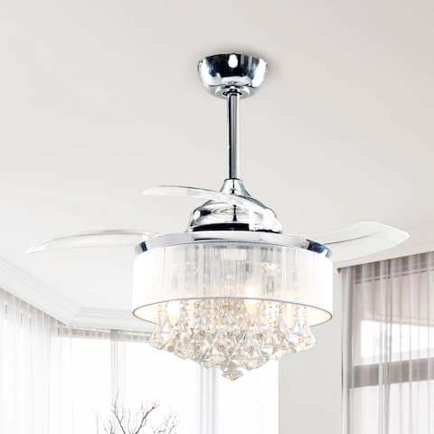 Chrome 36-inch Crystal 3-Blade Ceiling Fan - 36-in