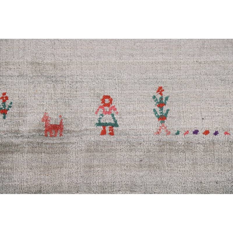 Gabbeh Indian Area Rug Handmade Beige Wool Carpet - 7'7"x 9'8"