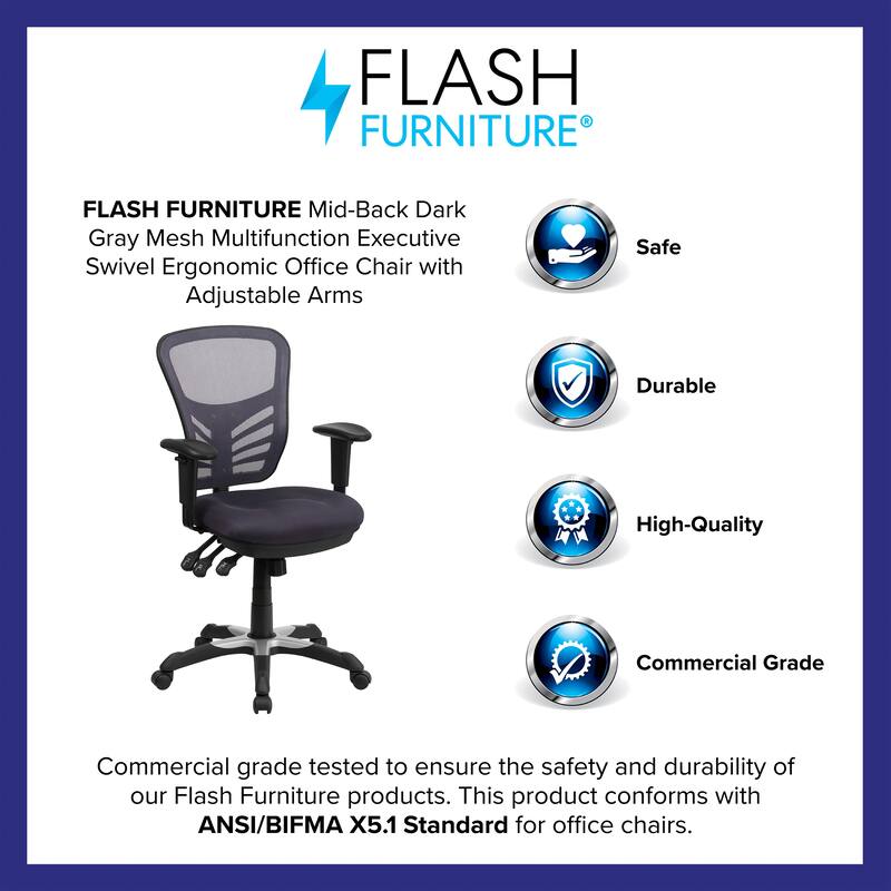 Mid-back Blue Mesh Adjustable Ergonomic Office Chair