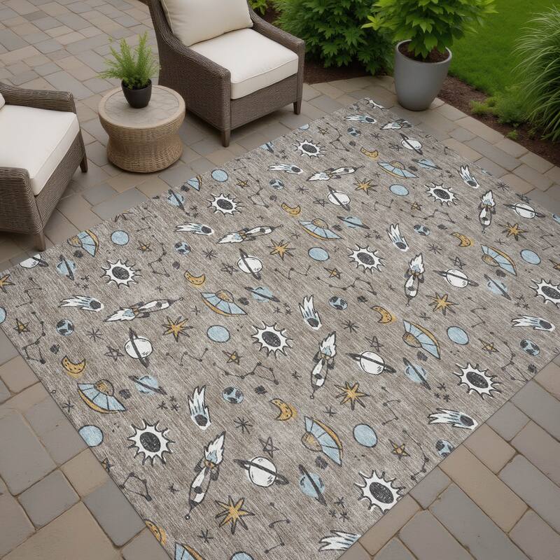 Machine Washable Indoor/ Outdoor Spaceship Chantille Rug