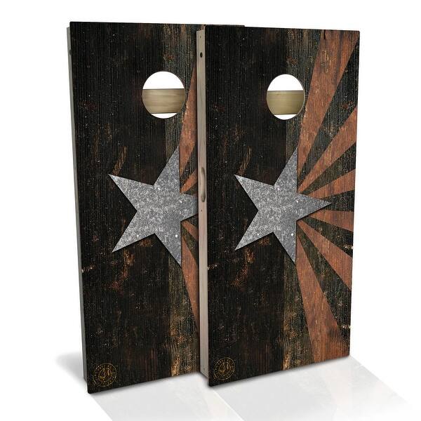 slide 2 of 9, Arizona Flag Rustic Outdoor Cornhole Board Set Backyard 2x4 - NO Accessories