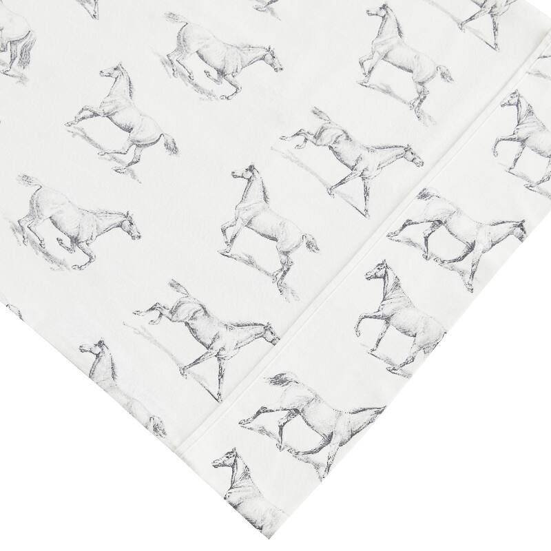Cotton Flannel Collection Gray Horse Sheet Set - Twin