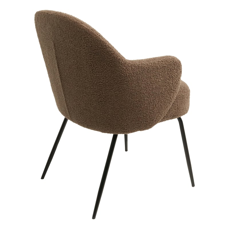 Furnish Theory Nordic Comfort Dining Armchair Arm Chair w/ Various Boucle Fabric Upholstery Covers & Steel Leg Finishes