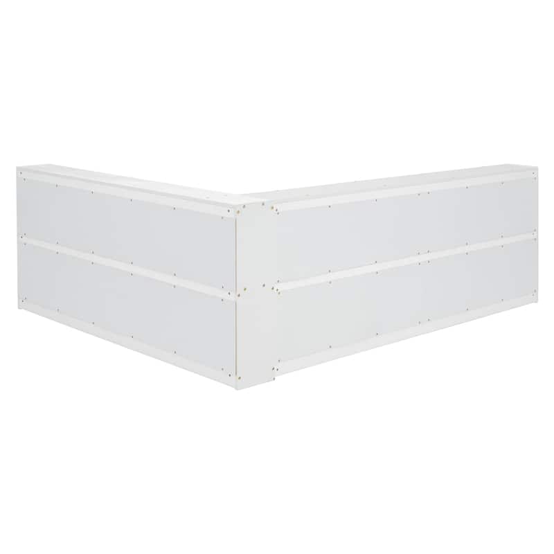 Full Floor Bed With L-Shaped Bookcases,Sliding Doors,Without Slats