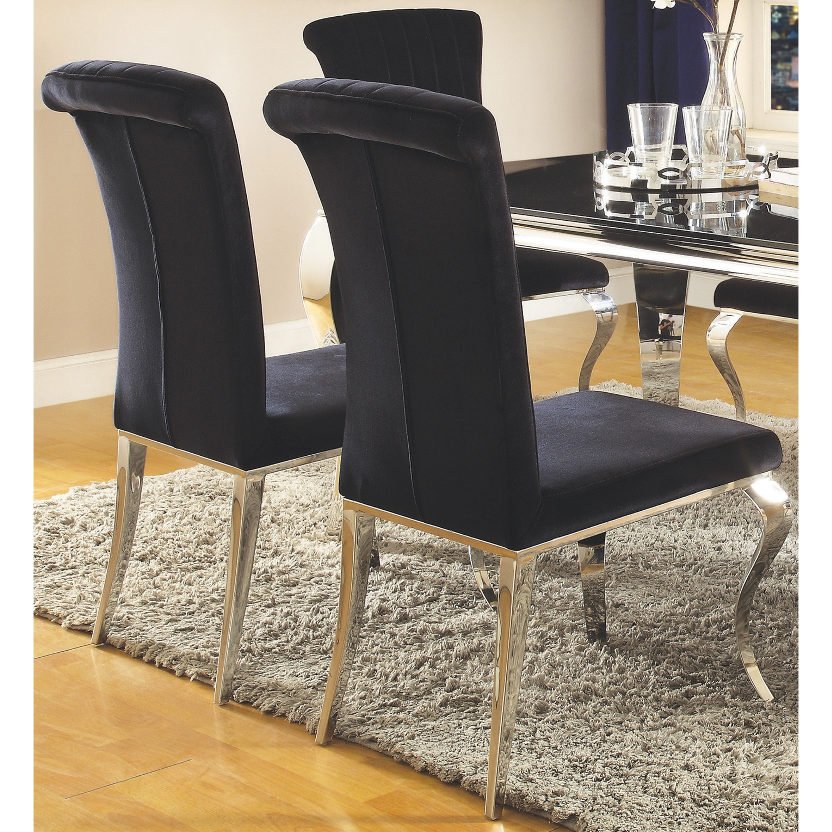 Pair of crushed discount velvet dining chairs