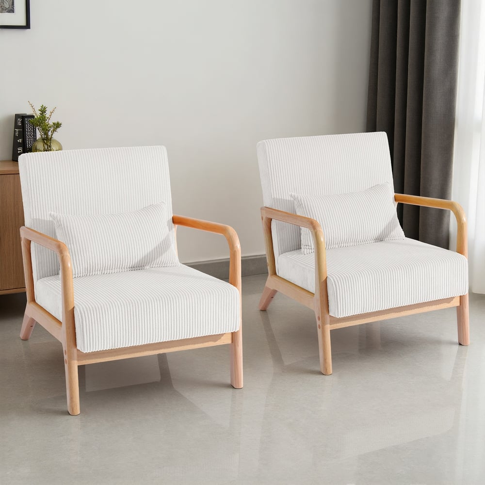 Set of 2 Mid-Century Upholstered Accent Chair with Cushion