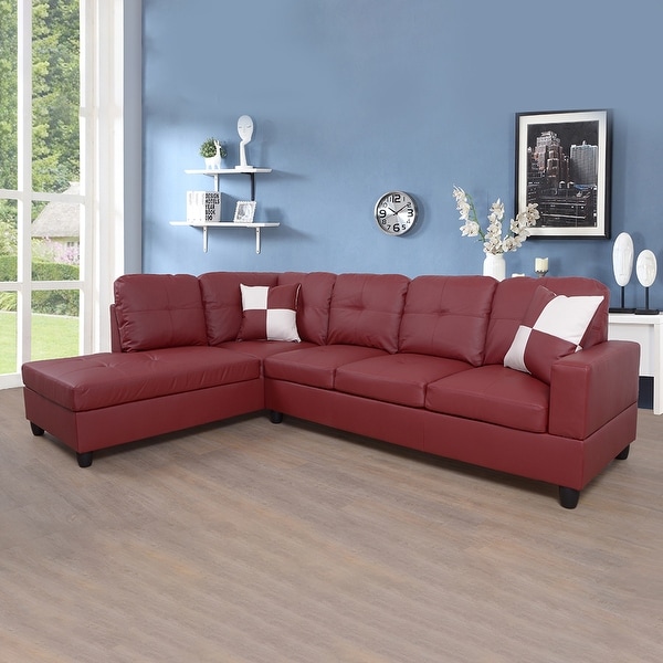 Burgundy leather 2025 corner sofa