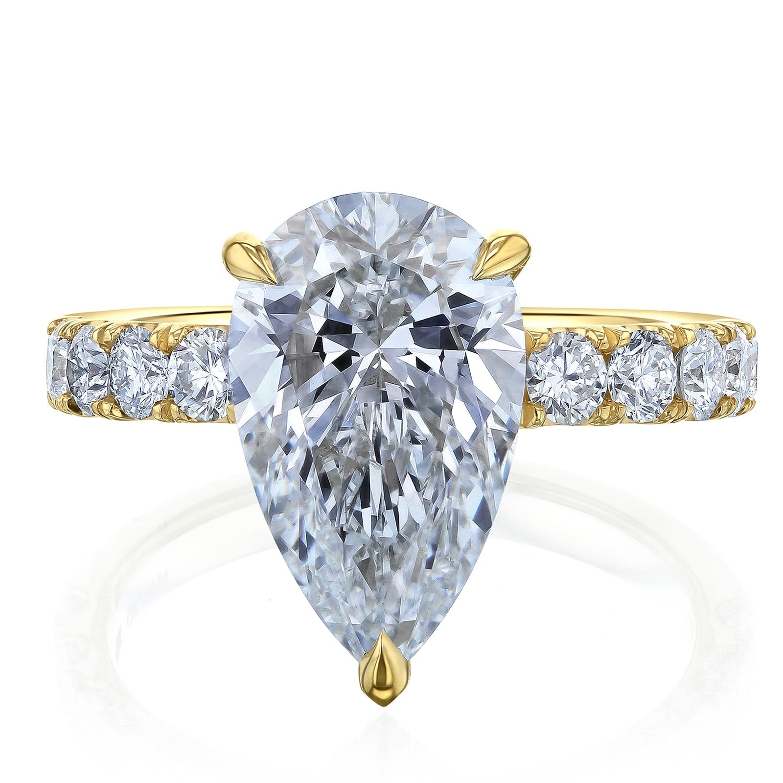 Kobelli 5 Carats Diamond 14k Gold Lab Grown Pear Floating Half Eternity Ring (Certified, EF/VS/EX)