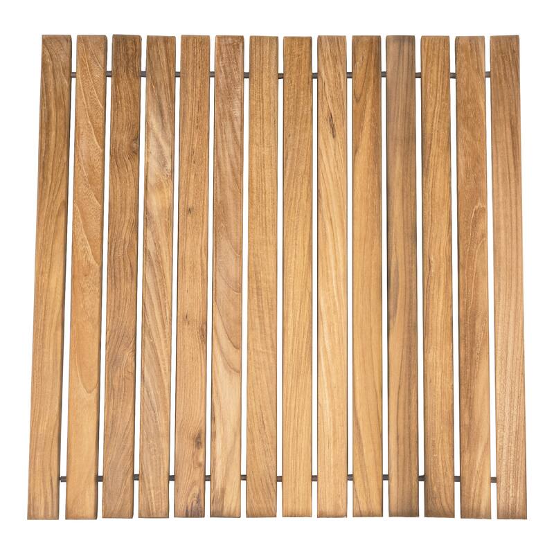 Nordic Style Natural Teak Shower and Bath String Mat 19.6″ x 19.6″