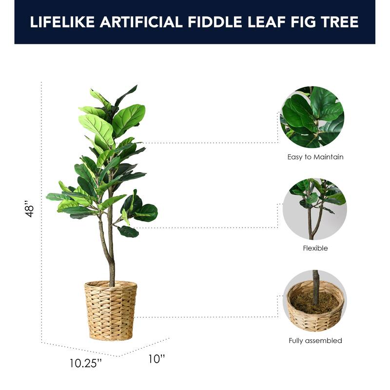 American Art Decor Artificial Faux Tree in White Tapered Ceramic Pot