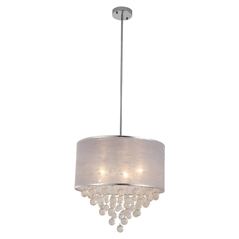 20 Inches 4 - Light Drum Chandelier with Bubble Crystal Accents Luxury Chic Pendant Lamp - N/A