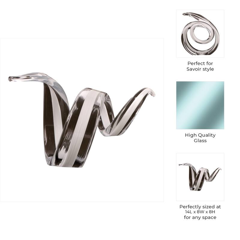 Glass Sculpture Abstract Savoir Trend Inspired Accent Piece - 8" Clear - 14" x 8" x 8"