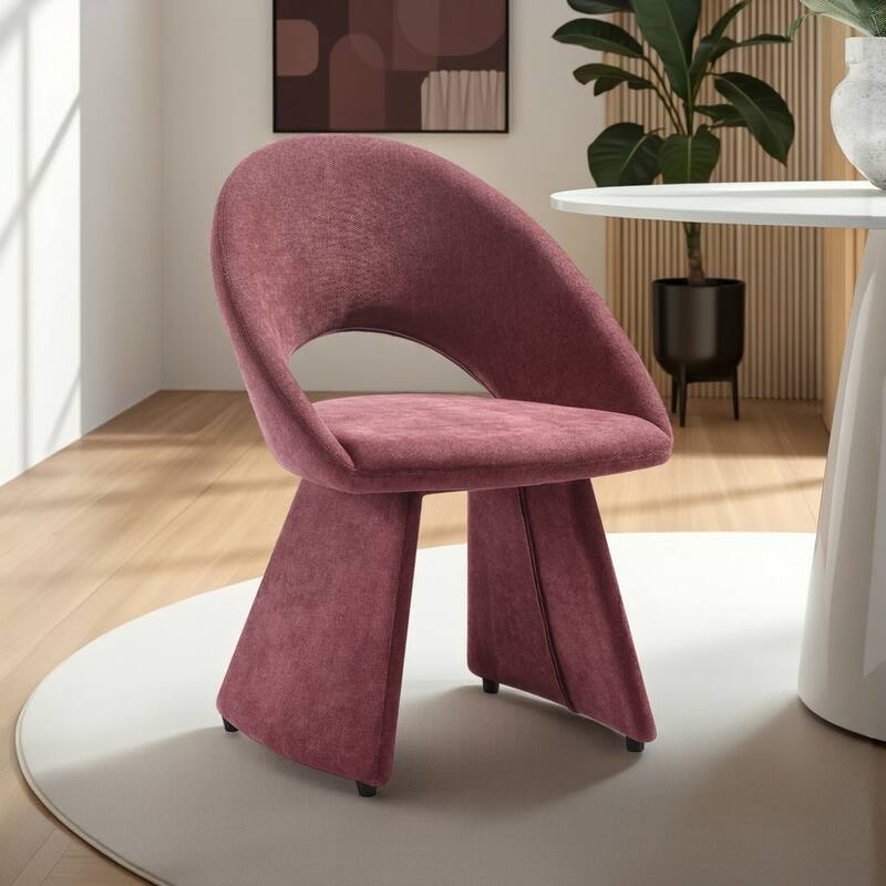 Angelina Modern Curved Back Forest Green Upholstered Dining Chair - Set of 2 - Plum