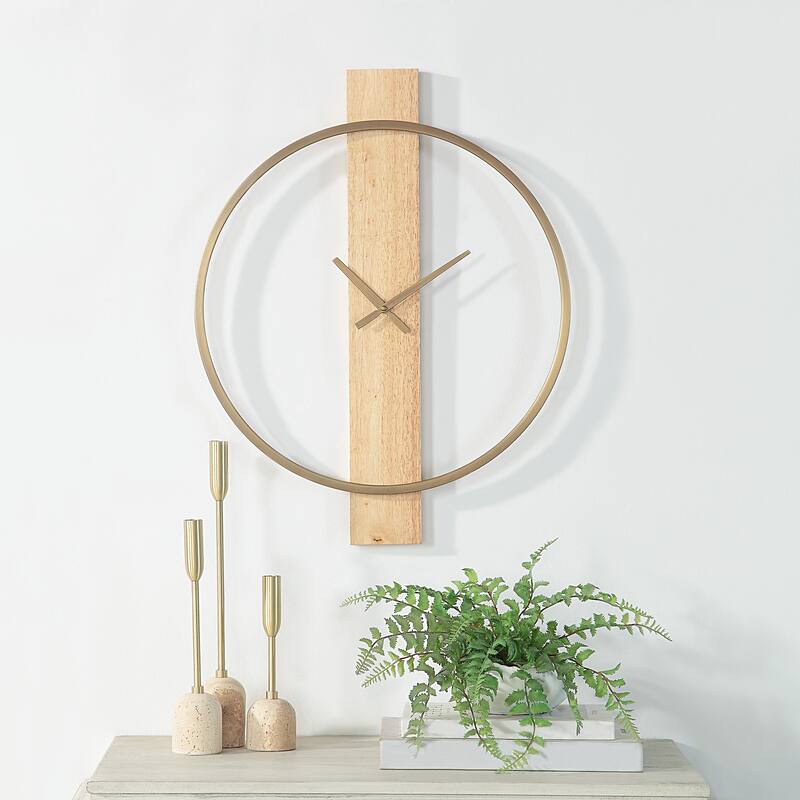 Renwil Pollux Indoor Iron Wall Clock, Antique Brushed Brass