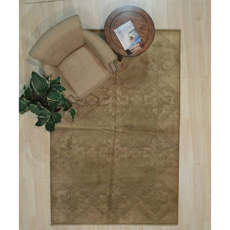 Handmade Wool Beige Transitional All Over Ningxia  Rug - 8'9 x 12'3