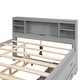 preview thumbnail 24 of 30, Twin/Full Size Storage Platform Bed with Bookcase Headboard and 3 Drawers, Wood Platform Bed with Twin Size Trundle and USB Port